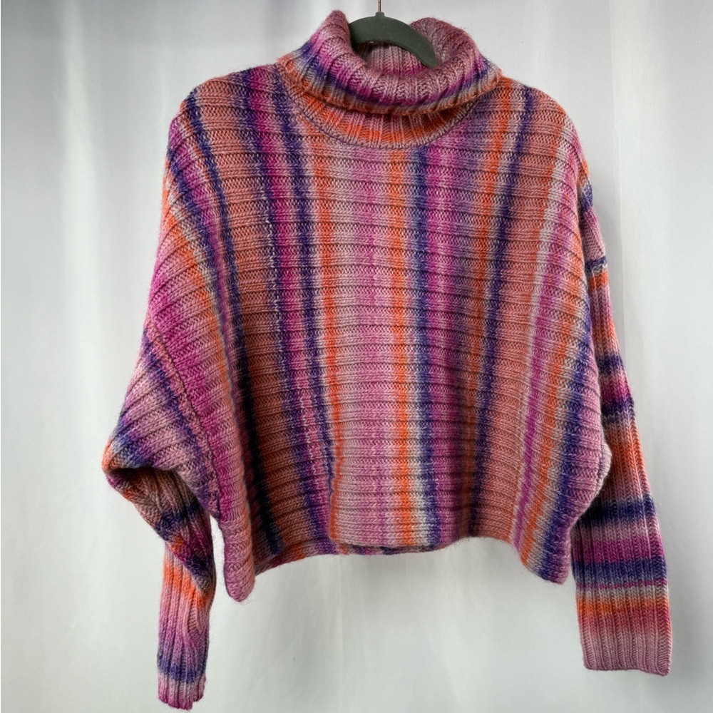 NWT Cinq a Sept‎ Sophia Turtleneck Sweater in Pink Multi Size Large